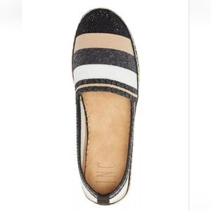 INC Womens Memory Foam Corvina Platform Slip On Shoes Pewter Beige Sz 9.5